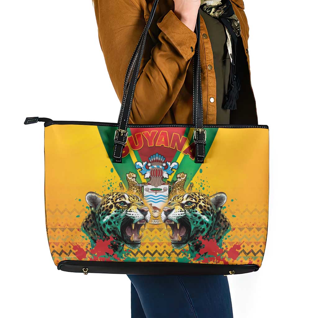 Guyana Emancipation Day Leather Tote Bag Guyanese And Pride - Wonder Print Shop
