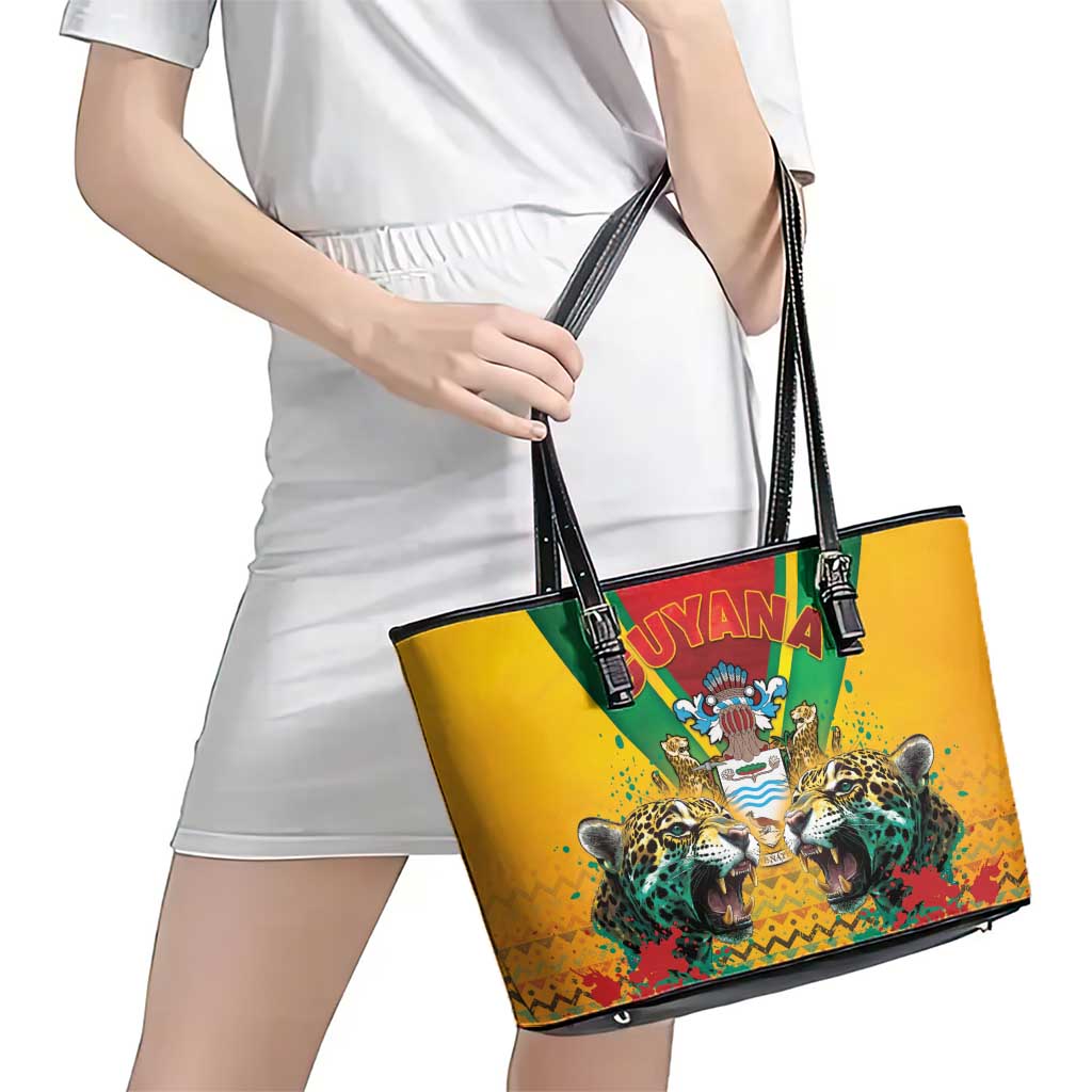 Guyana Emancipation Day Leather Tote Bag Guyanese And Pride - Wonder Print Shop