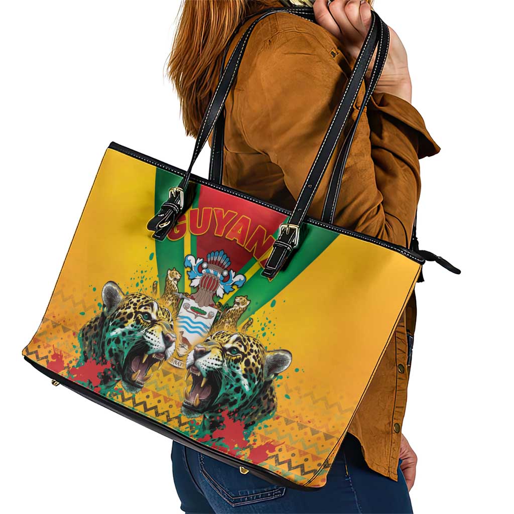 Guyana Emancipation Day Leather Tote Bag Guyanese And Pride - Wonder Print Shop