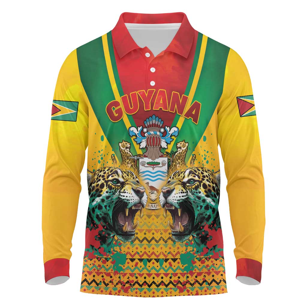 Guyana Emancipation Day Long Sleeve Polo Shirt Guyanese And Pride - Wonder Print Shop