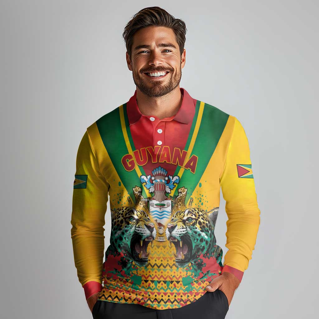 Guyana Emancipation Day Long Sleeve Polo Shirt Guyanese And Pride - Wonder Print Shop