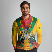 Guyana Emancipation Day Long Sleeve Polo Shirt Guyanese And Pride - Wonder Print Shop