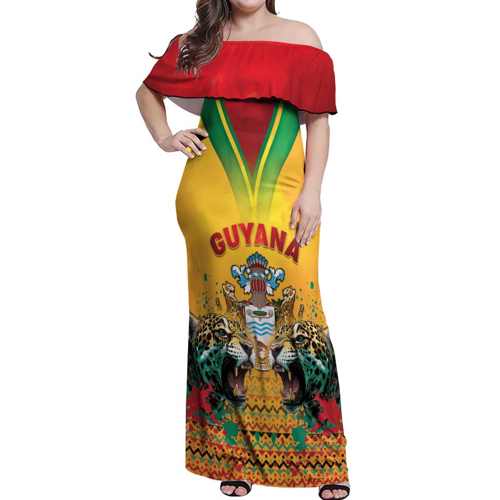 Guyana Emancipation Day Off Shoulder Maxi Dress Guyanese And Pride - Wonder Print Shop