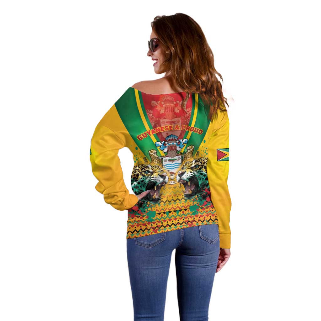 Guyana Emancipation Day Off Shoulder Sweater Guyanese And Pride - Wonder Print Shop