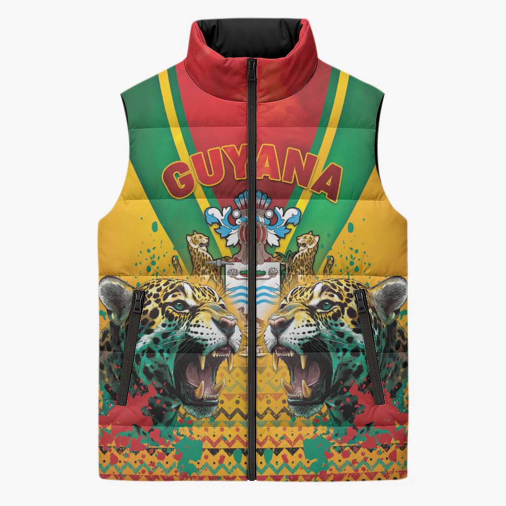 Guyana Emancipation Day Sleeveless Puffer Jacket Guyanese And Pride - Wonder Print Shop