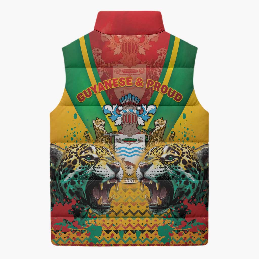 Guyana Emancipation Day Sleeveless Puffer Jacket Guyanese And Pride - Wonder Print Shop