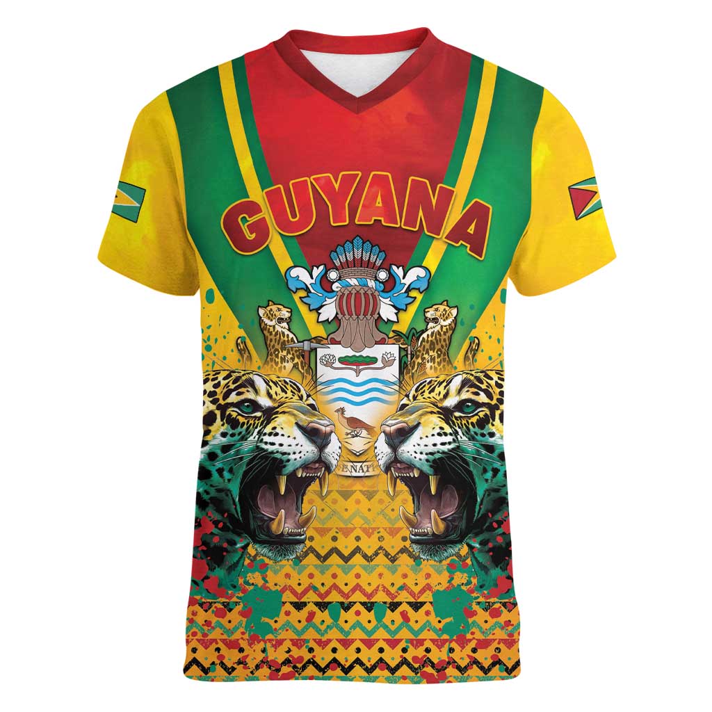 Guyana Emancipation Day Women V-Neck T-Shirt Guyanese And Pride - Wonder Print Shop