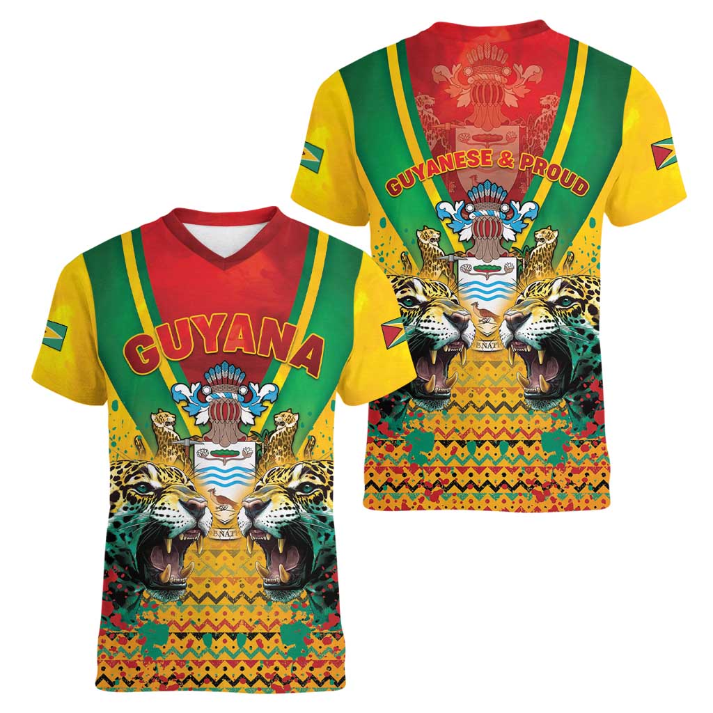 Guyana Emancipation Day Women V-Neck T-Shirt Guyanese And Pride - Wonder Print Shop