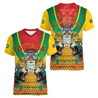Guyana Emancipation Day Women V-Neck T-Shirt Guyanese And Pride - Wonder Print Shop