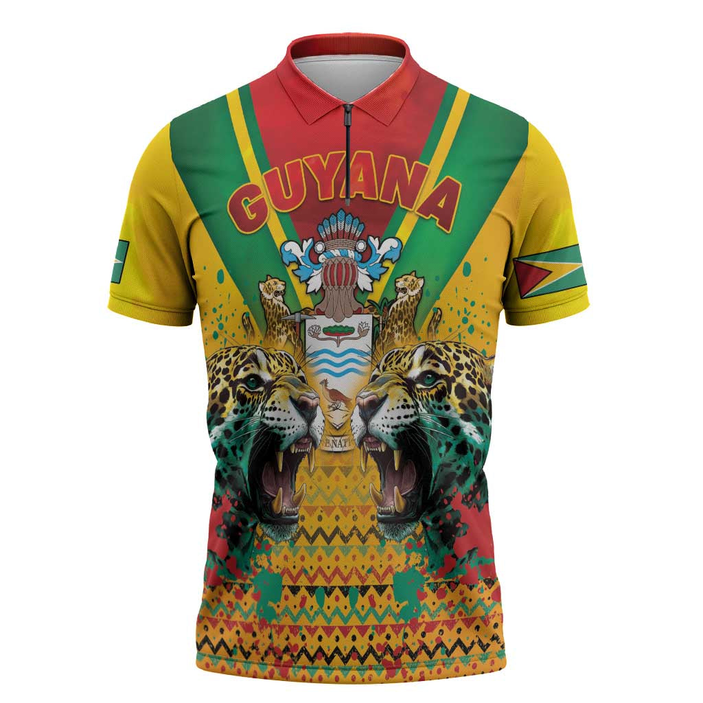 Guyana Emancipation Day Zipper Polo Shirt Guyanese And Pride - Wonder Print Shop