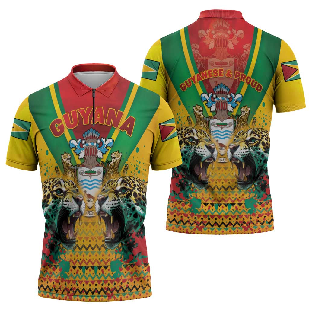 Guyana Emancipation Day Zipper Polo Shirt Guyanese And Pride - Wonder Print Shop