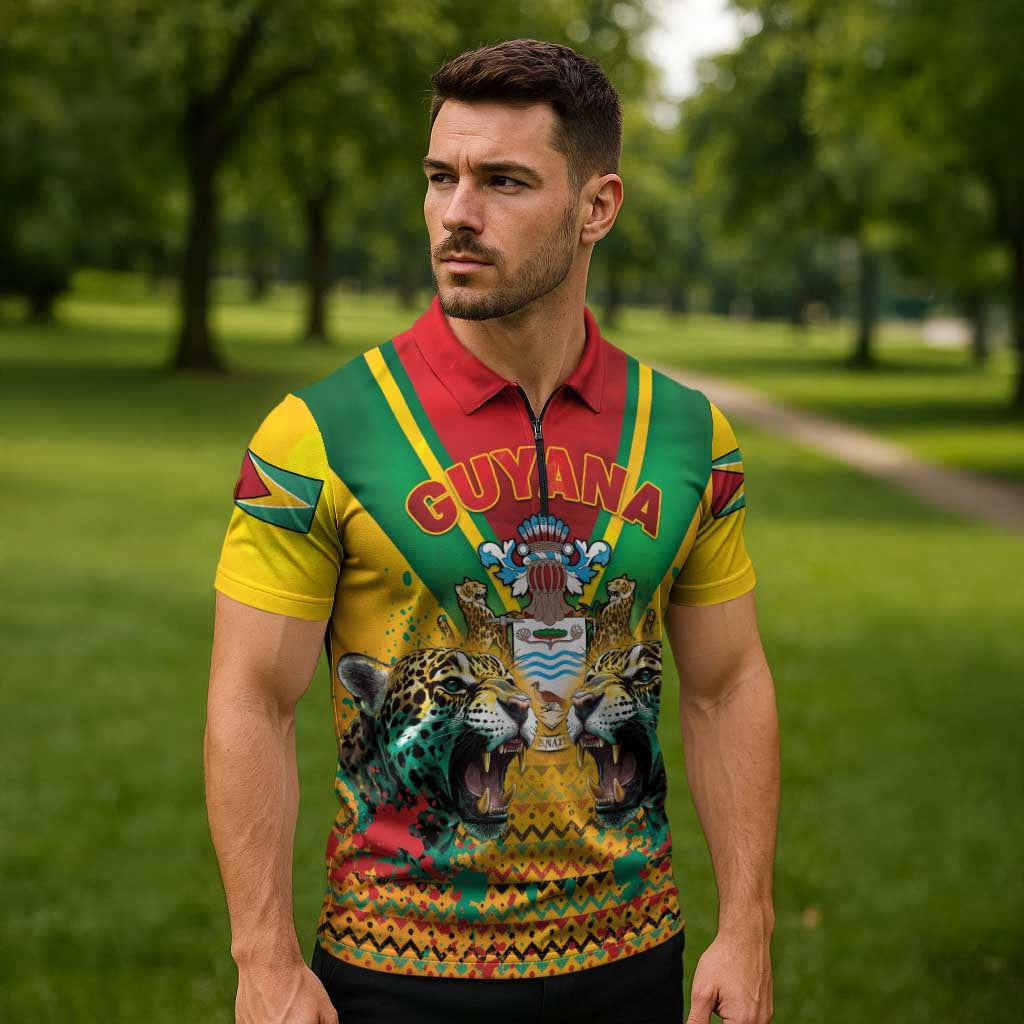 Guyana Emancipation Day Zipper Polo Shirt Guyanese And Pride - Wonder Print Shop
