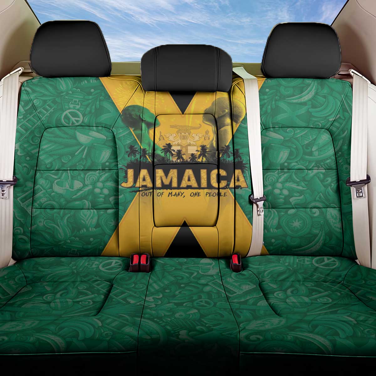 Jamaica Emancipation Day Back Car Seat Cover Wi Likkle But Wi Tallawah - Wonder Print Shop