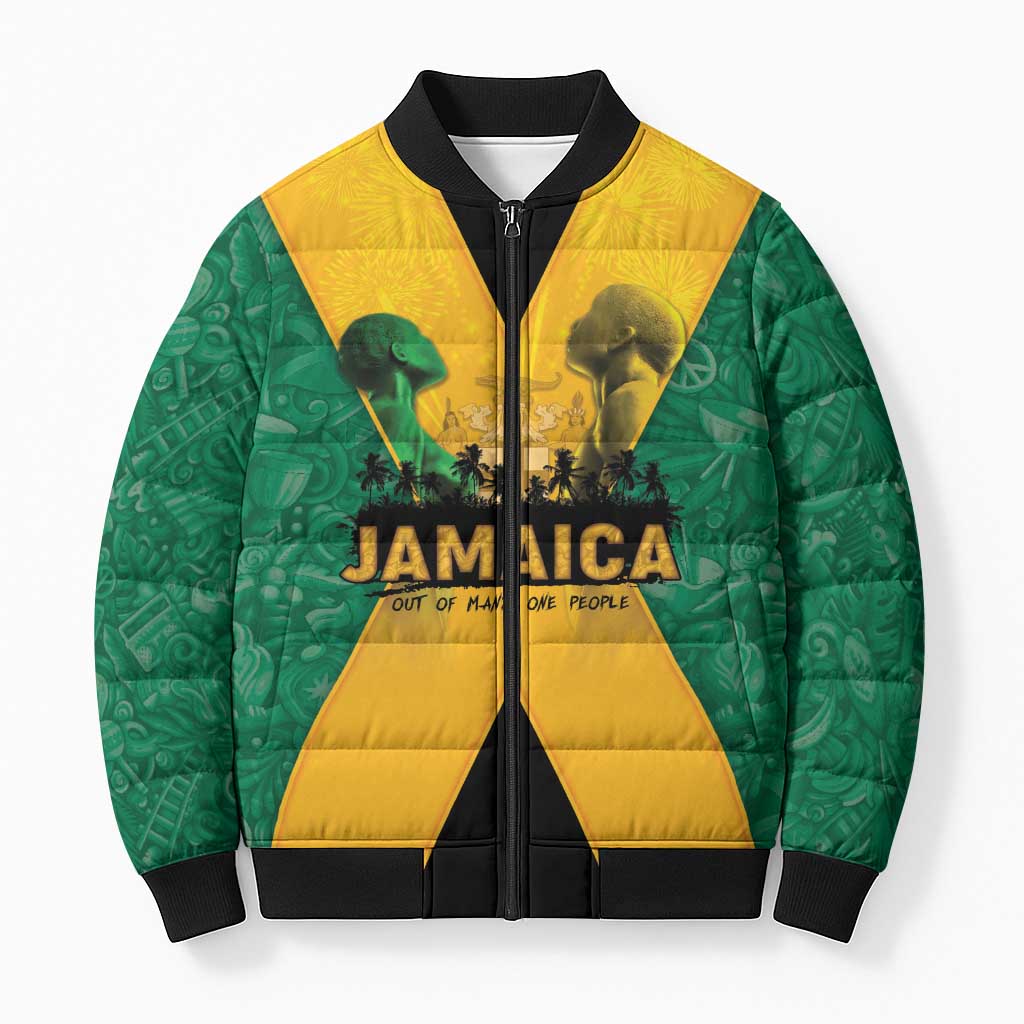 Jamaica Emancipation Day Bomber Puffer Jacket Wi Likkle But Wi Tallawah - Wonder Print Shop