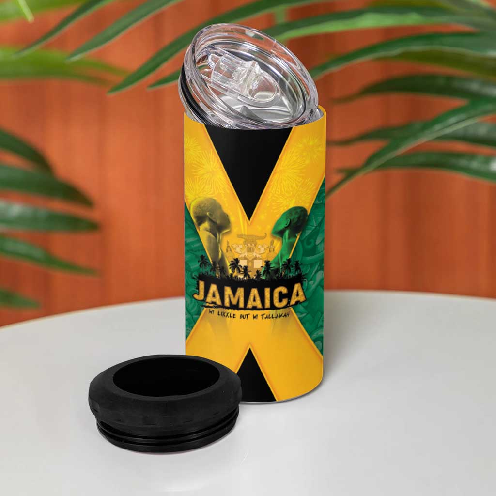 Jamaica Emancipation Day 4 in 1 Can Cooler Tumbler Wi Likkle But Wi Tallawah - Wonder Print Shop