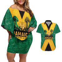 Jamaica Emancipation Day Couples Matching Off Shoulder Short Dress and Hawaiian Shirt Wi Likkle But Wi Tallawah - Wonder Print Shop