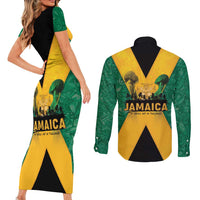 Jamaica Emancipation Day Couples Matching Short Sleeve Bodycon Dress and Long Sleeve Button Shirt Wi Likkle But Wi Tallawah - Wonder Print Shop