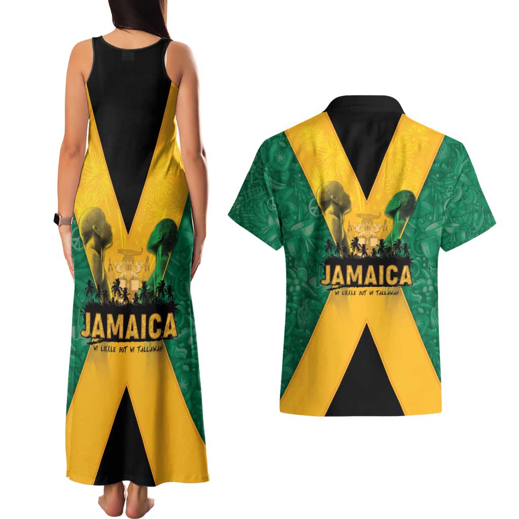 Jamaica Emancipation Day Couples Matching Tank Maxi Dress and Hawaiian Shirt Wi Likkle But Wi Tallawah - Wonder Print Shop