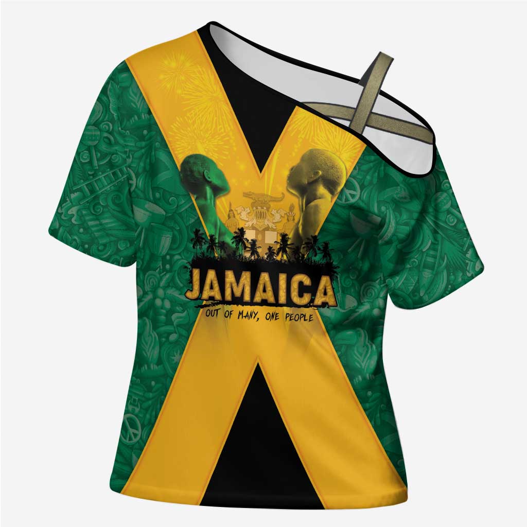 Jamaica Emancipation Day Cross Shoulder Shirt Wi Likkle But Wi Tallawah - Wonder Print Shop