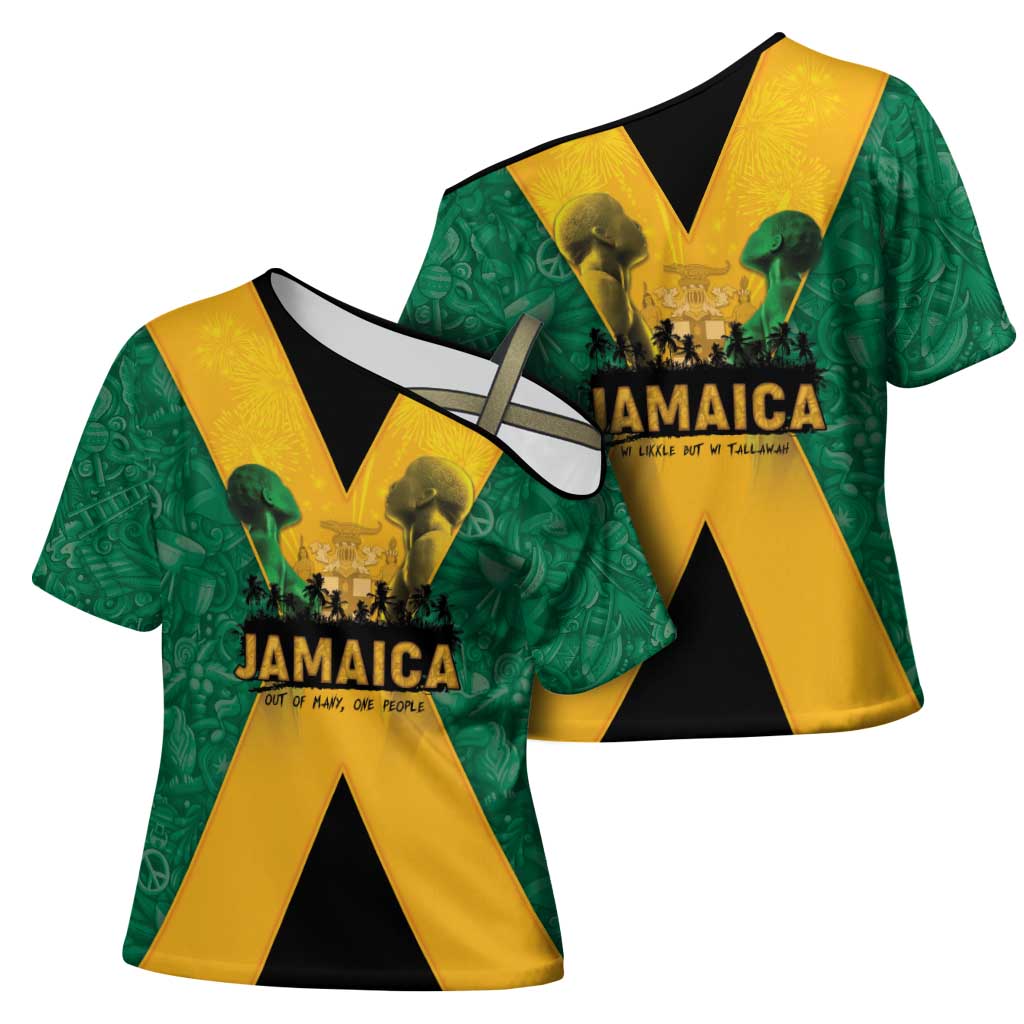 Jamaica Emancipation Day Cross Shoulder Shirt Wi Likkle But Wi Tallawah - Wonder Print Shop