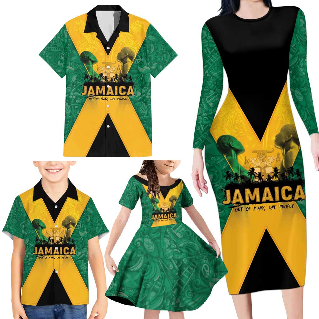 Jamaica Emancipation Day Family Matching Long Sleeve Bodycon Dress and Hawaiian Shirt Wi Likkle But Wi Tallawah - Wonder Print Shop
