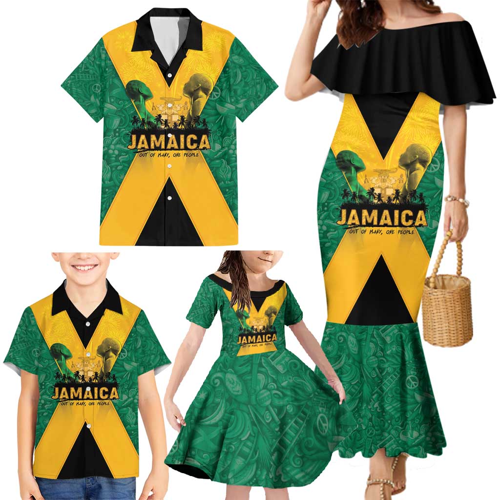 Jamaica Emancipation Day Family Matching Mermaid Dress and Hawaiian Shirt Wi Likkle But Wi Tallawah - Wonder Print Shop