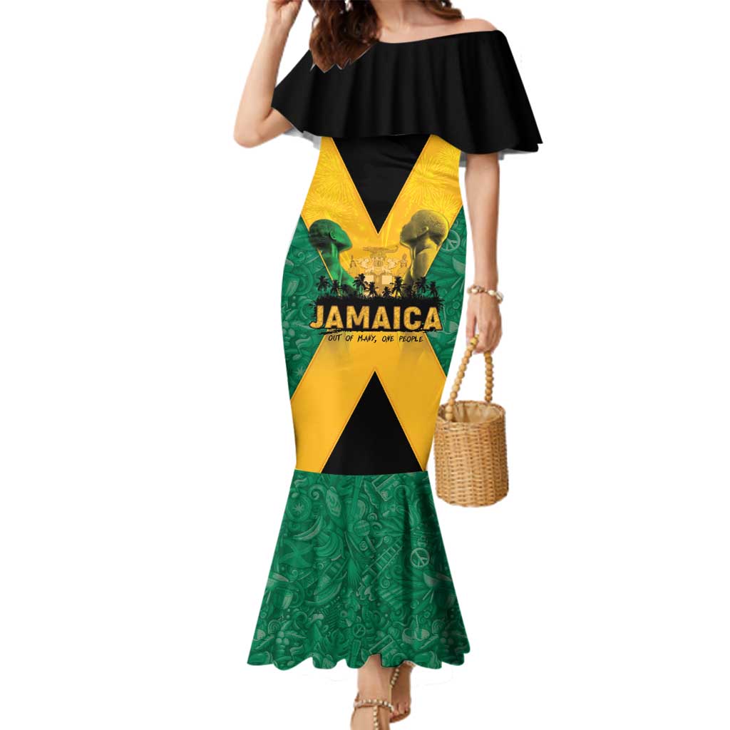 Jamaica Emancipation Day Family Matching Mermaid Dress and Hawaiian Shirt Wi Likkle But Wi Tallawah - Wonder Print Shop