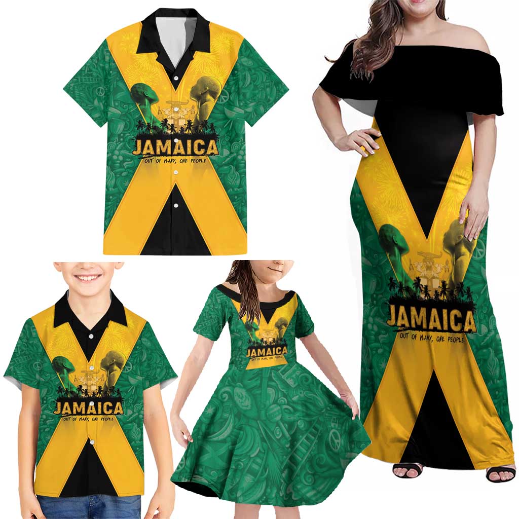 Jamaica Emancipation Day Family Matching Off Shoulder Maxi Dress and Hawaiian Shirt Wi Likkle But Wi Tallawah - Wonder Print Shop