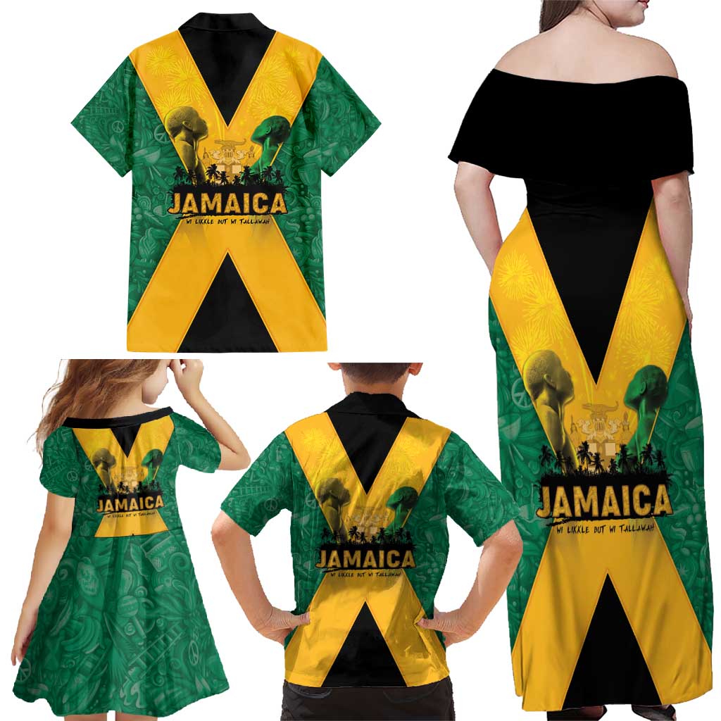 Jamaica Emancipation Day Family Matching Off Shoulder Maxi Dress and Hawaiian Shirt Wi Likkle But Wi Tallawah - Wonder Print Shop