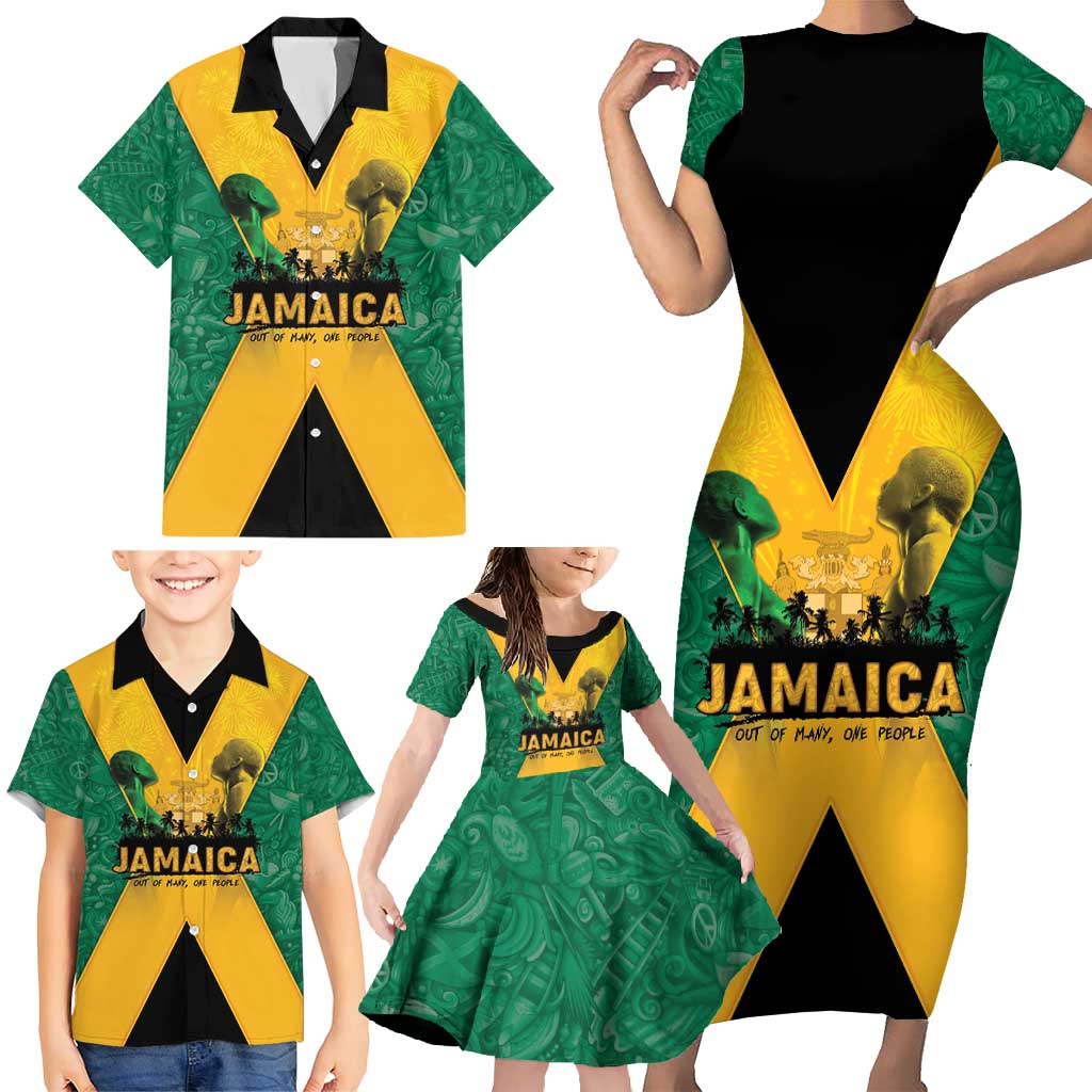 Jamaica Emancipation Day Family Matching Short Sleeve Bodycon Dress and Hawaiian Shirt Wi Likkle But Wi Tallawah - Wonder Print Shop