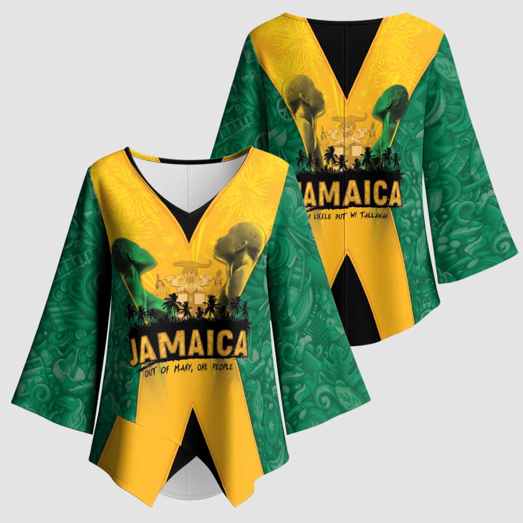 Jamaica Emancipation Day Kimono Sleeve Blouse Wi Likkle But Wi Tallawah - Wonder Print Shop