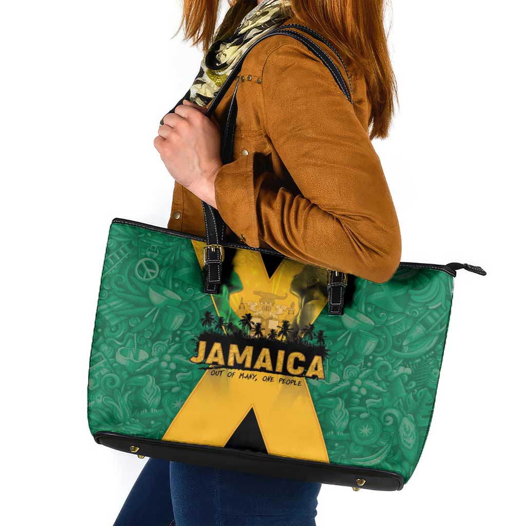 Jamaica Emancipation Day Leather Tote Bag Wi Likkle But Wi Tallawah - Wonder Print Shop