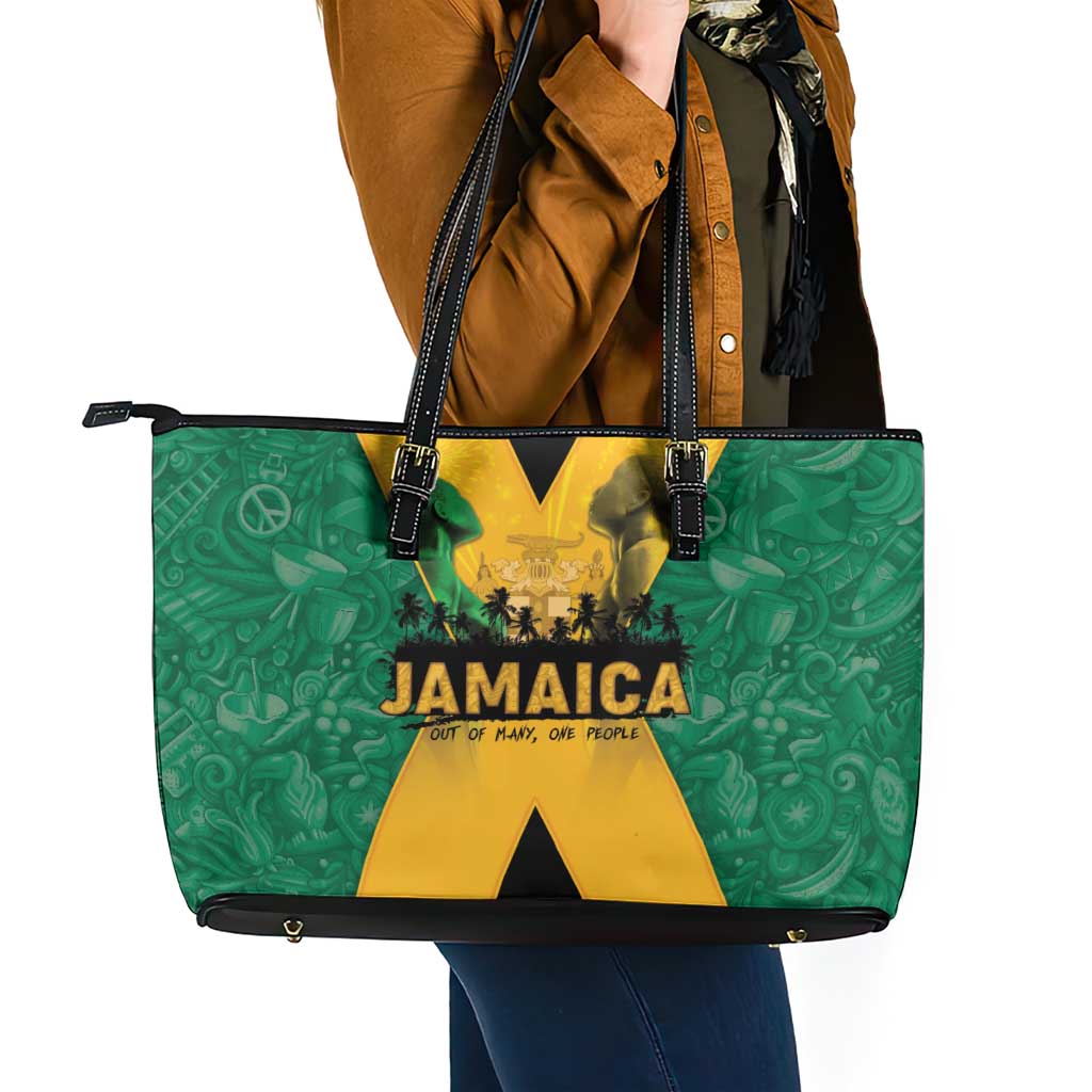 Jamaica Emancipation Day Leather Tote Bag Wi Likkle But Wi Tallawah - Wonder Print Shop