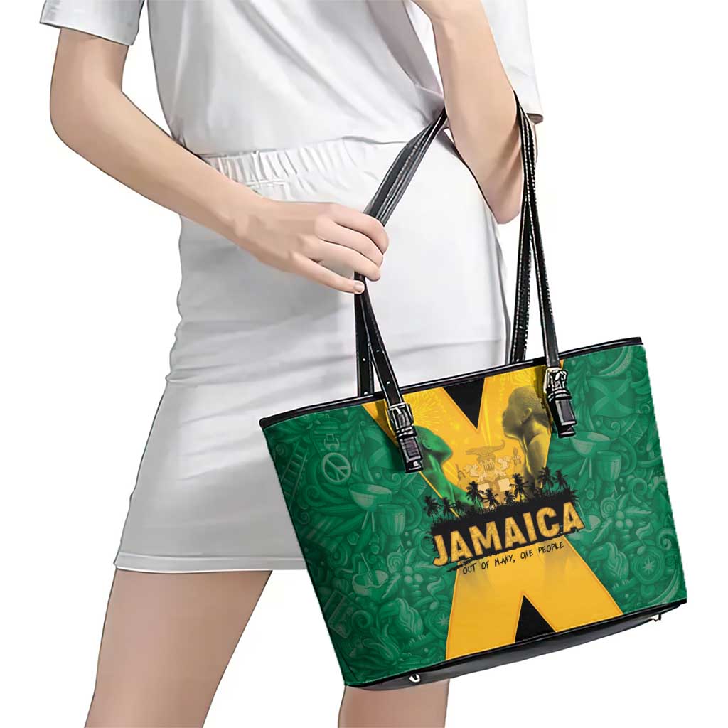 Jamaica Emancipation Day Leather Tote Bag Wi Likkle But Wi Tallawah - Wonder Print Shop