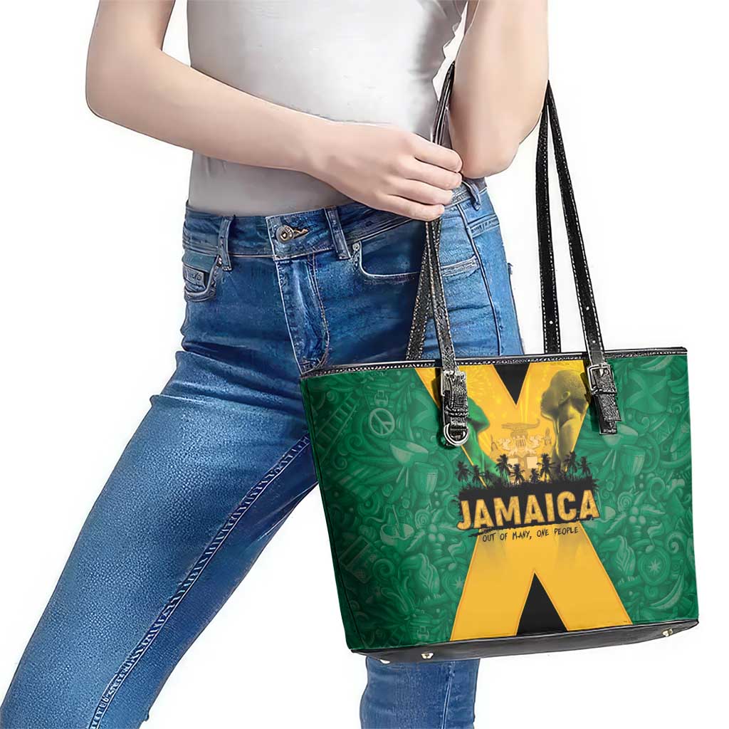 Jamaica Emancipation Day Leather Tote Bag Wi Likkle But Wi Tallawah - Wonder Print Shop