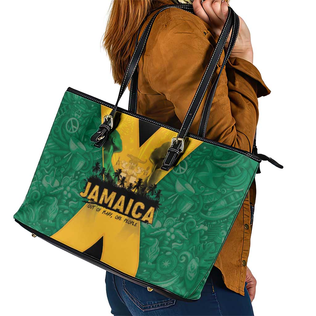Jamaica Emancipation Day Leather Tote Bag Wi Likkle But Wi Tallawah - Wonder Print Shop