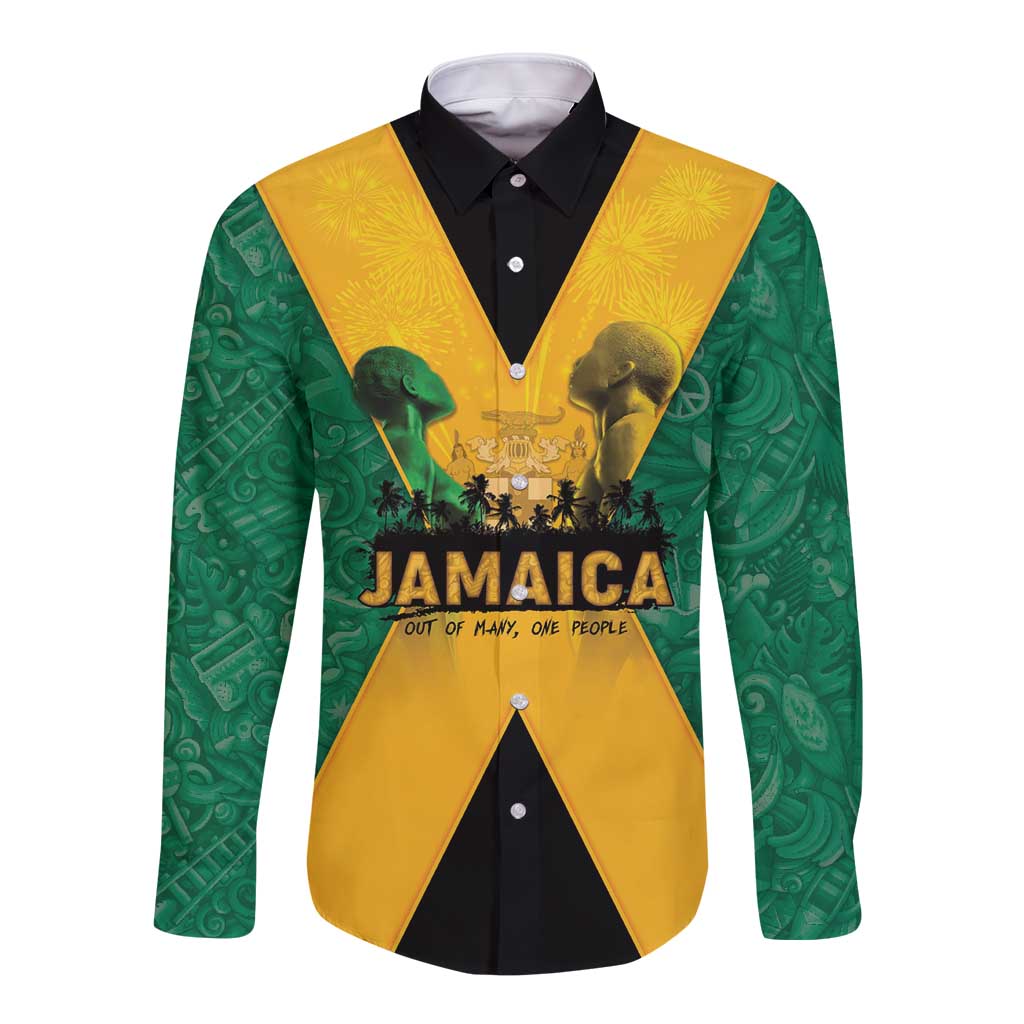 Jamaica Emancipation Day Long Sleeve Button Shirt Wi Likkle But Wi Tallawah - Wonder Print Shop