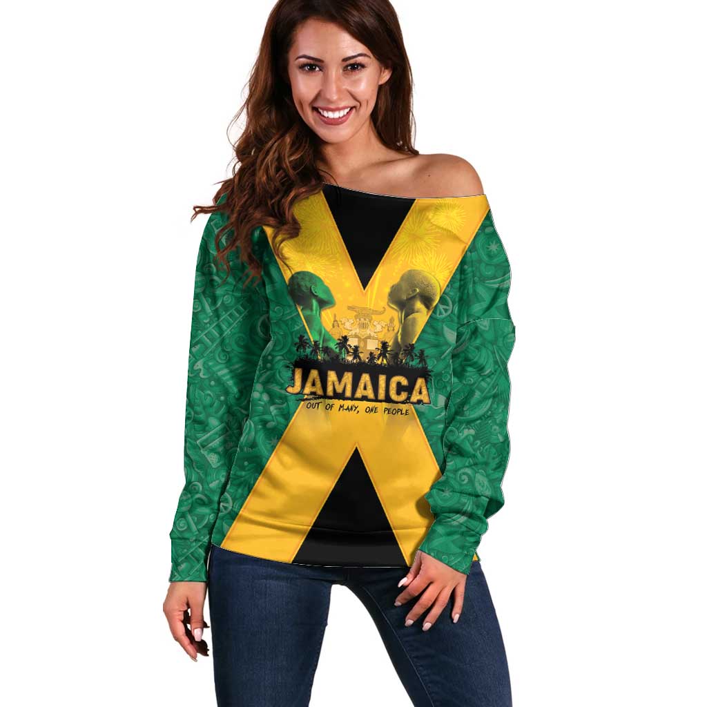 Jamaica Emancipation Day Off Shoulder Sweater Wi Likkle But Wi Tallawah - Wonder Print Shop