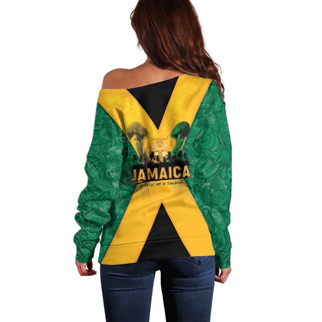 Jamaica Emancipation Day Off Shoulder Sweater Wi Likkle But Wi Tallawah - Wonder Print Shop