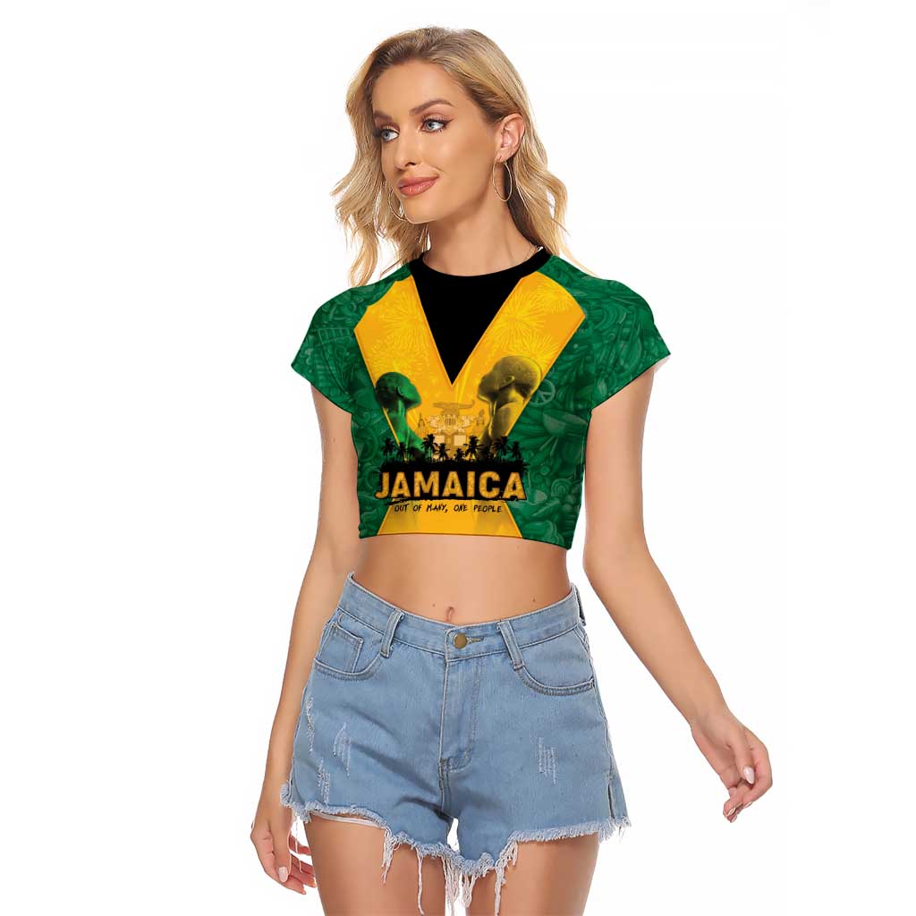 Jamaica Emancipation Day Raglan Cropped T Shirt Wi Likkle But Wi Tallawah - Wonder Print Shop