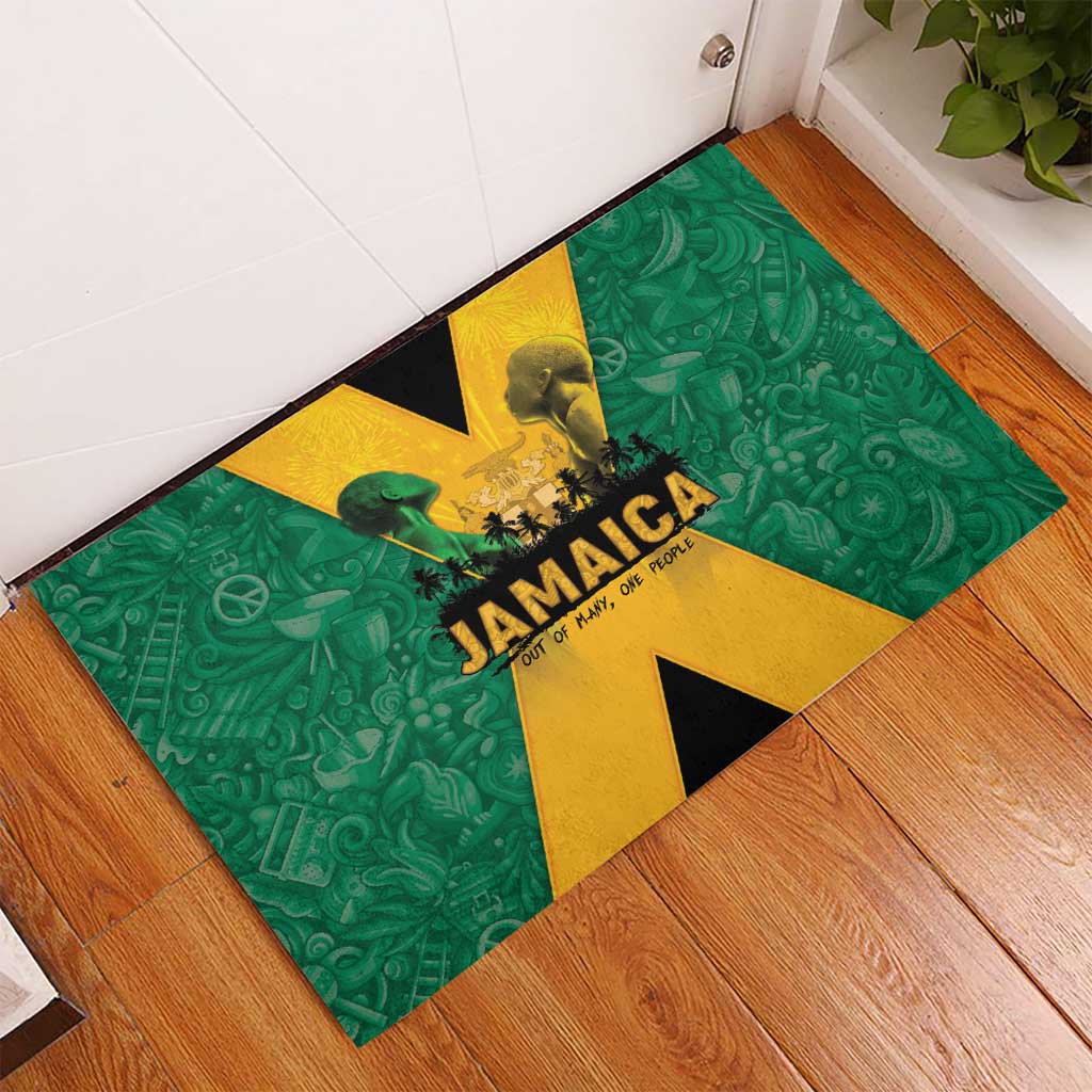 Jamaica Emancipation Day Rubber Doormat Wi Likkle But Wi Tallawah - Wonder Print Shop