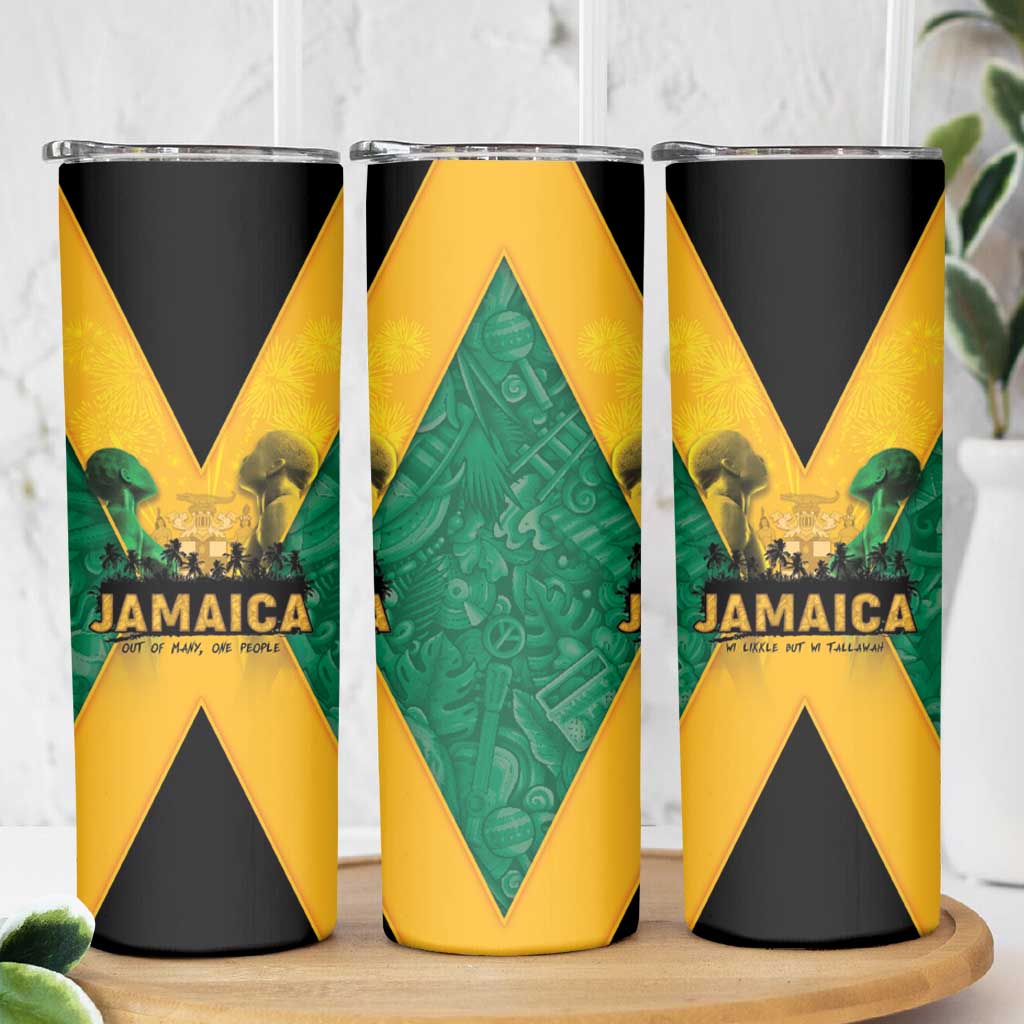 Jamaica Emancipation Day Skinny Tumbler Wi Likkle But Wi Tallawah - Wonder Print Shop