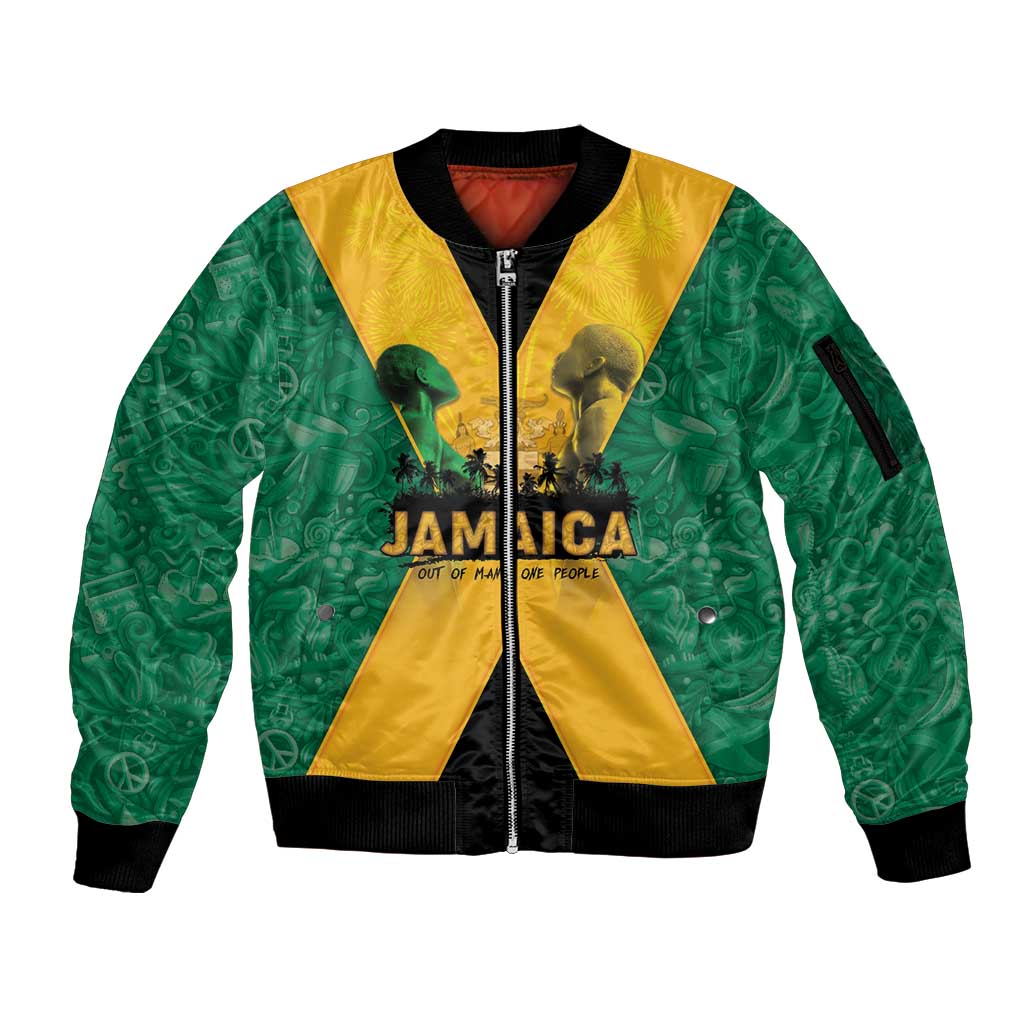 Jamaica Emancipation Day Sleeve Zip Bomber Jacket Wi Likkle But Wi Tallawah - Wonder Print Shop