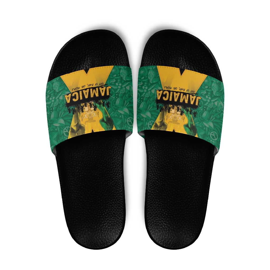 Jamaica Emancipation Day Slide Sandals Wi Likkle But Wi Tallawah - Wonder Print Shop