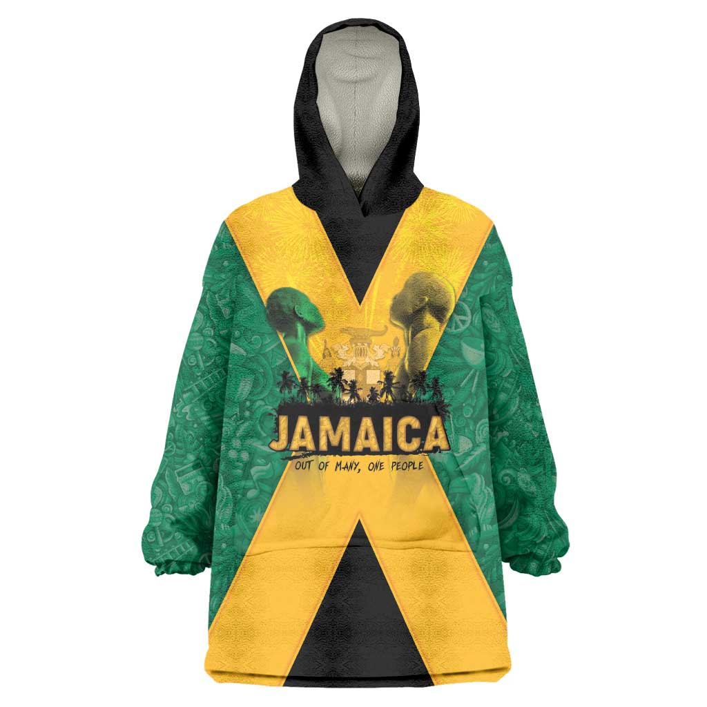 Jamaica Emancipation Day Wearable Blanket Hoodie Wi Likkle But Wi Tallawah - Wonder Print Shop