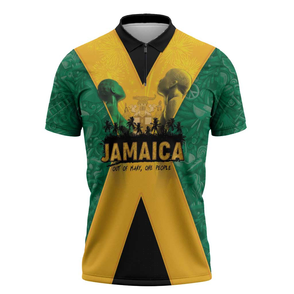 Jamaica Emancipation Day Zipper Polo Shirt Wi Likkle But Wi Tallawah - Wonder Print Shop