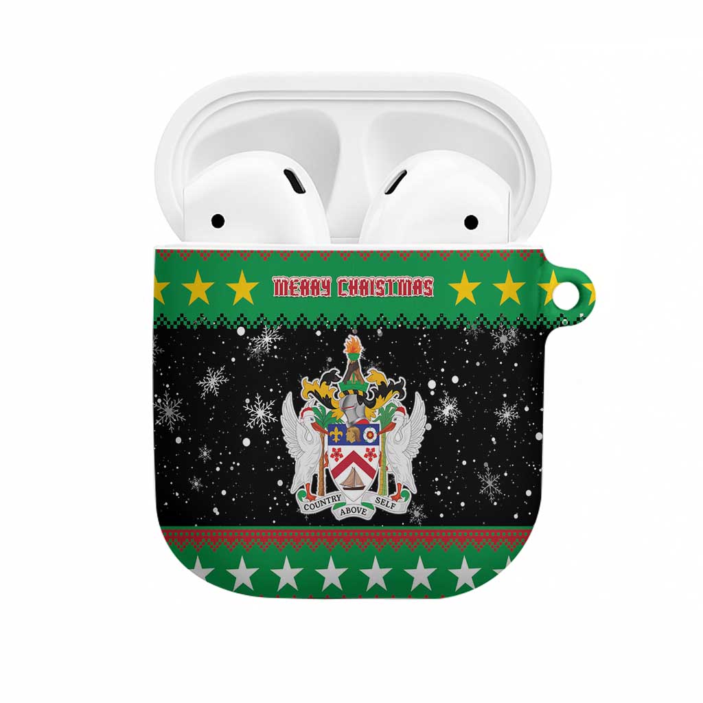 Saint Kitts And Nevis Christmas AirPods Case Coat Of Arms Xmas Vibe - Wonder Print Shop