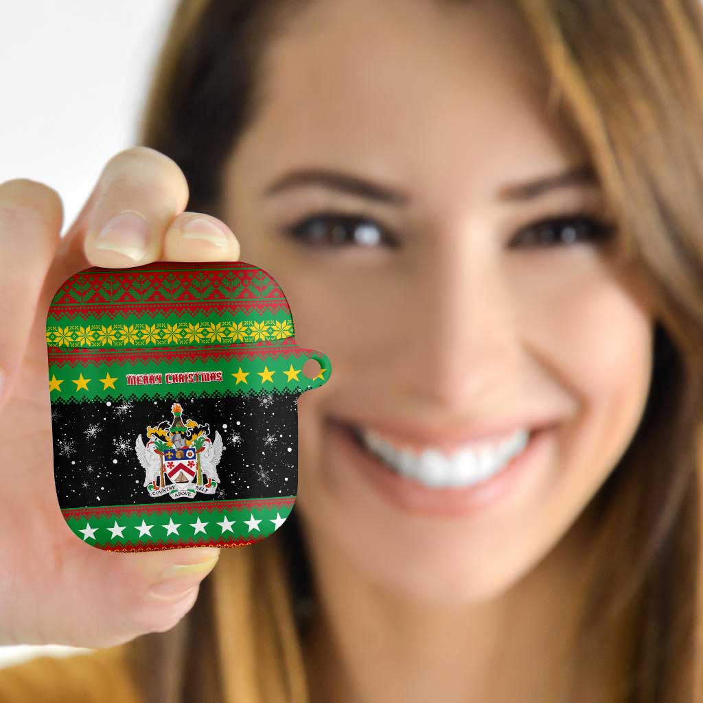 Saint Kitts And Nevis Christmas AirPods Case Coat Of Arms Xmas Vibe - Wonder Print Shop