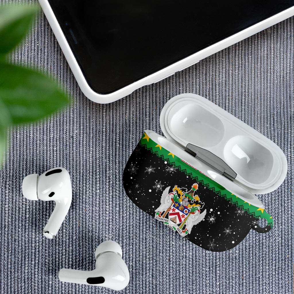 Saint Kitts And Nevis Christmas AirPods Case Coat Of Arms Xmas Vibe - Wonder Print Shop