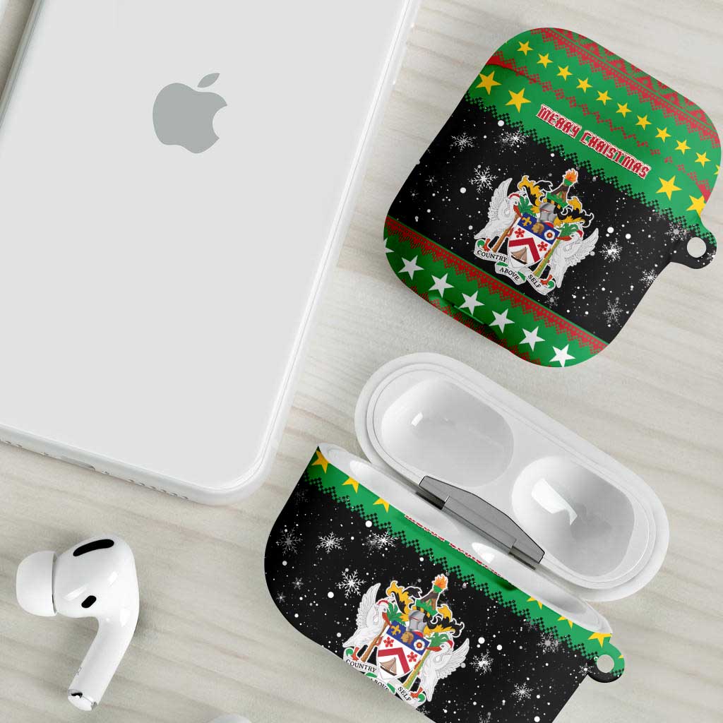 Saint Kitts And Nevis Christmas AirPods Case Coat Of Arms Xmas Vibe - Wonder Print Shop